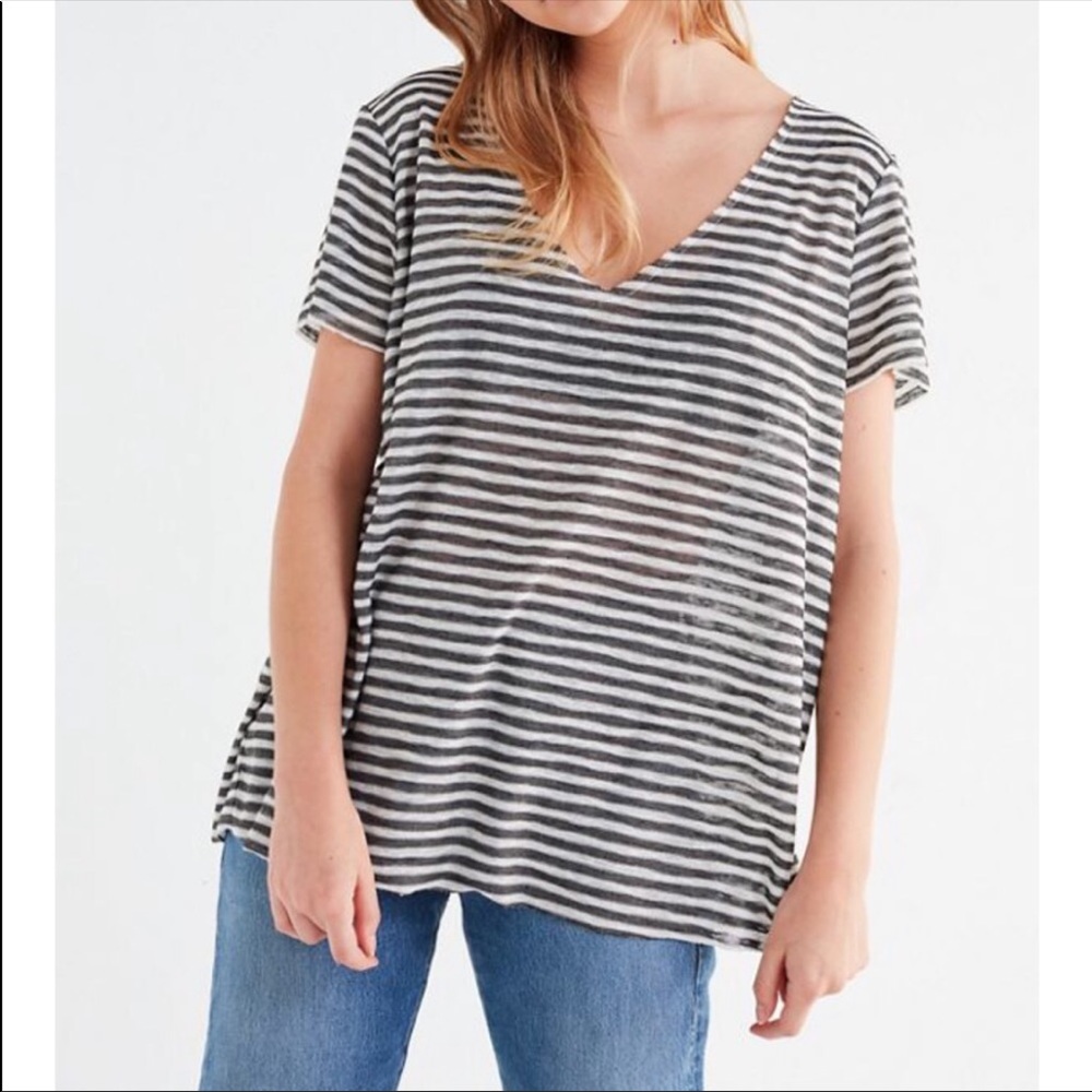 Project Social T striped V neck shirt